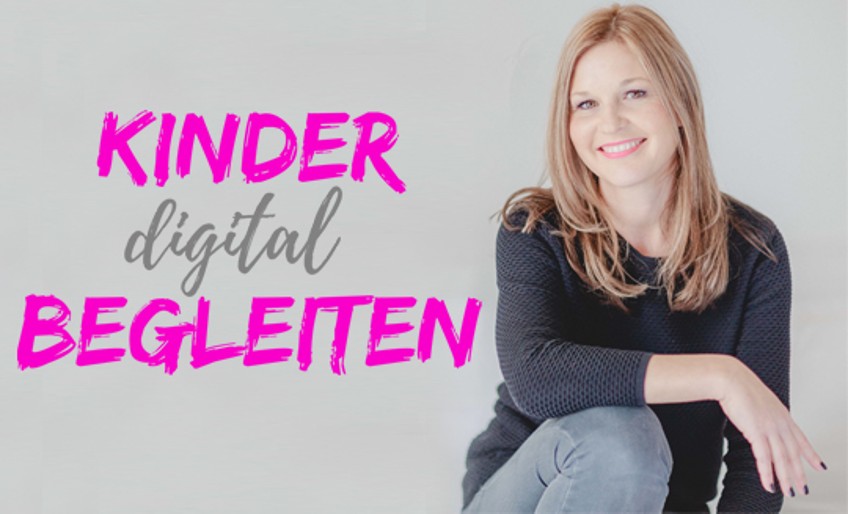 Kinder digital begleiten - Porträt Leonie Lutz mit Kampagnenlogo